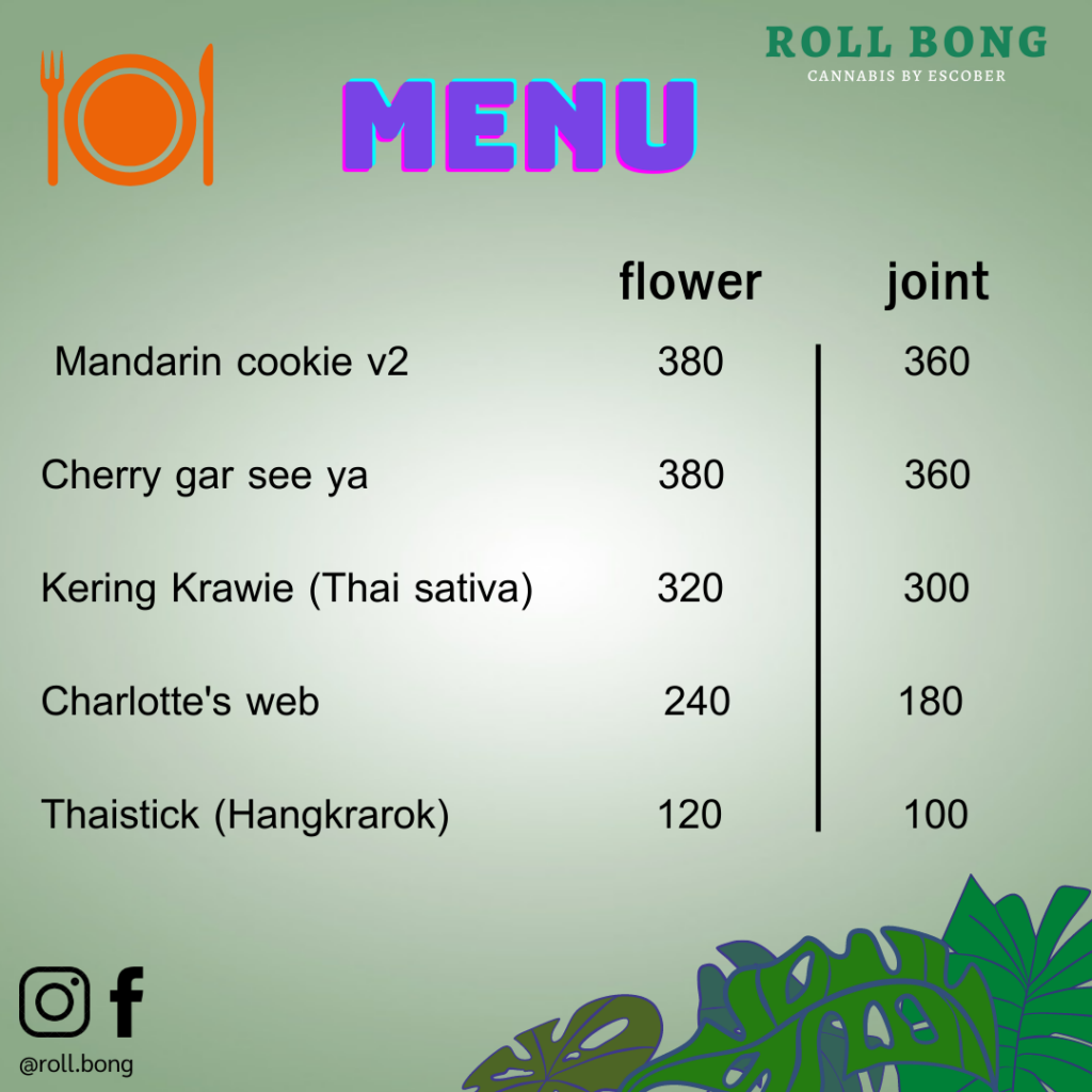 Roll Bong Cannabis Menu Thailand