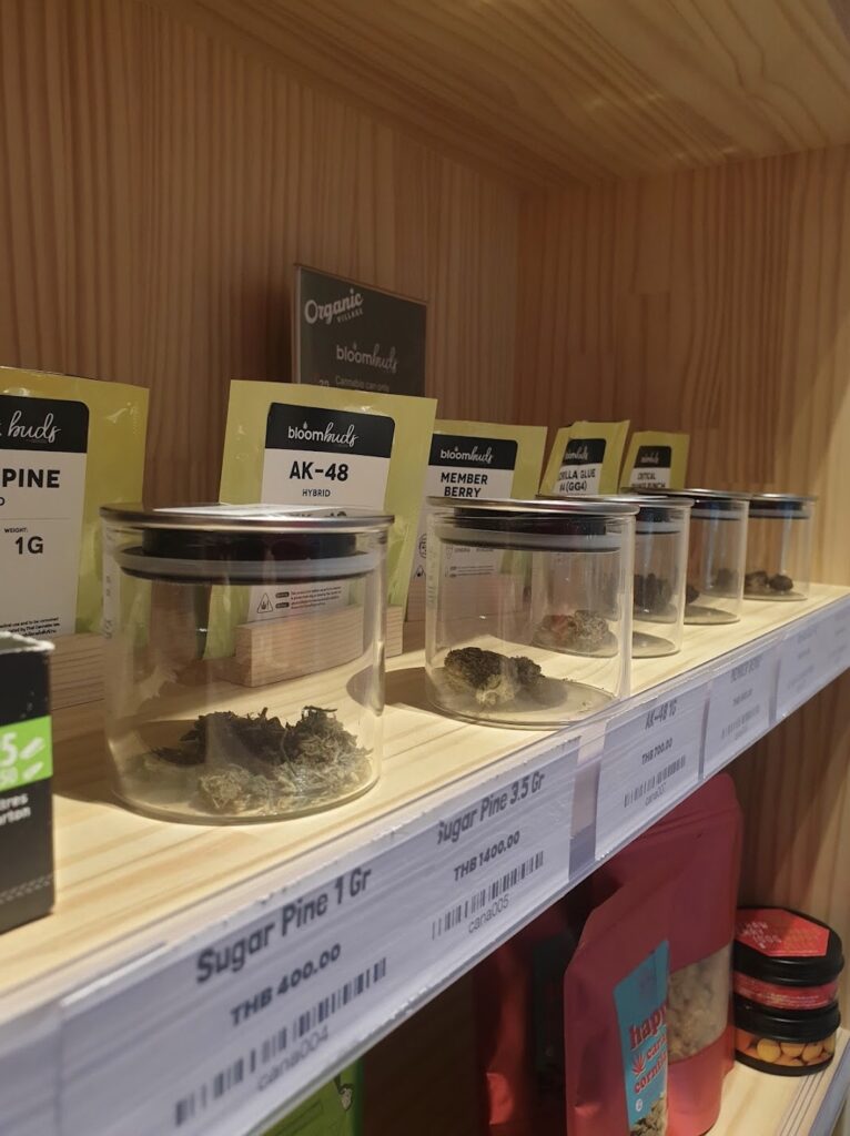 cannabis in jars on shelf