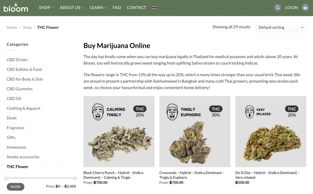 screenshot of website