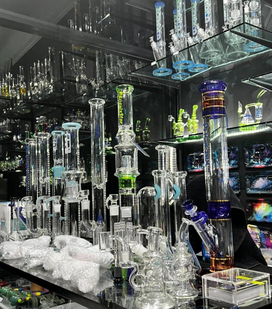glass bongs on display in Thailand