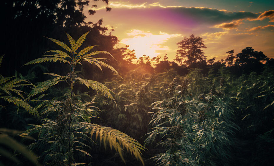 cannabis growing in the wild in a tropical jungle