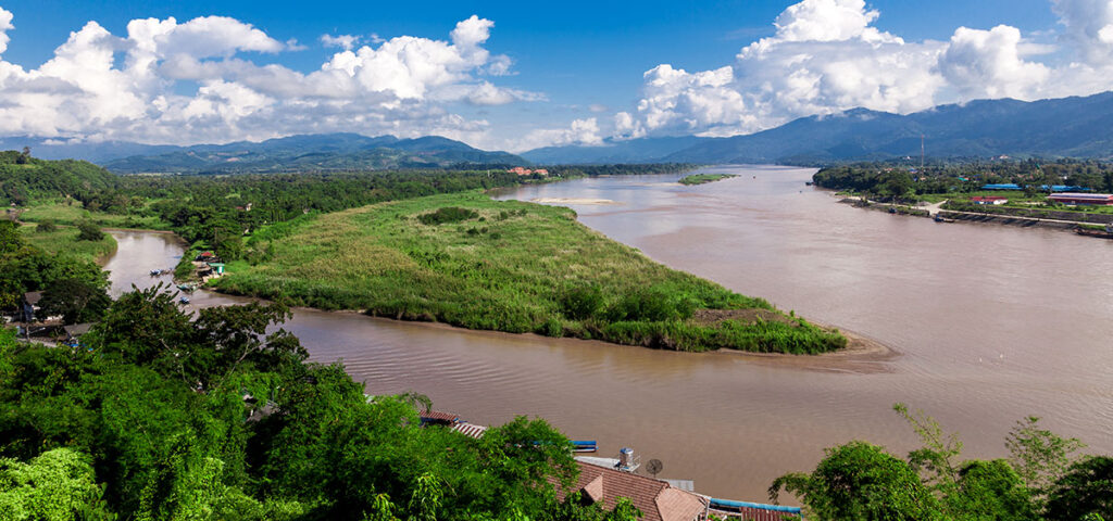 Mekong river delta of the Golden Triangle in Thailand, Laos and Myanmar.