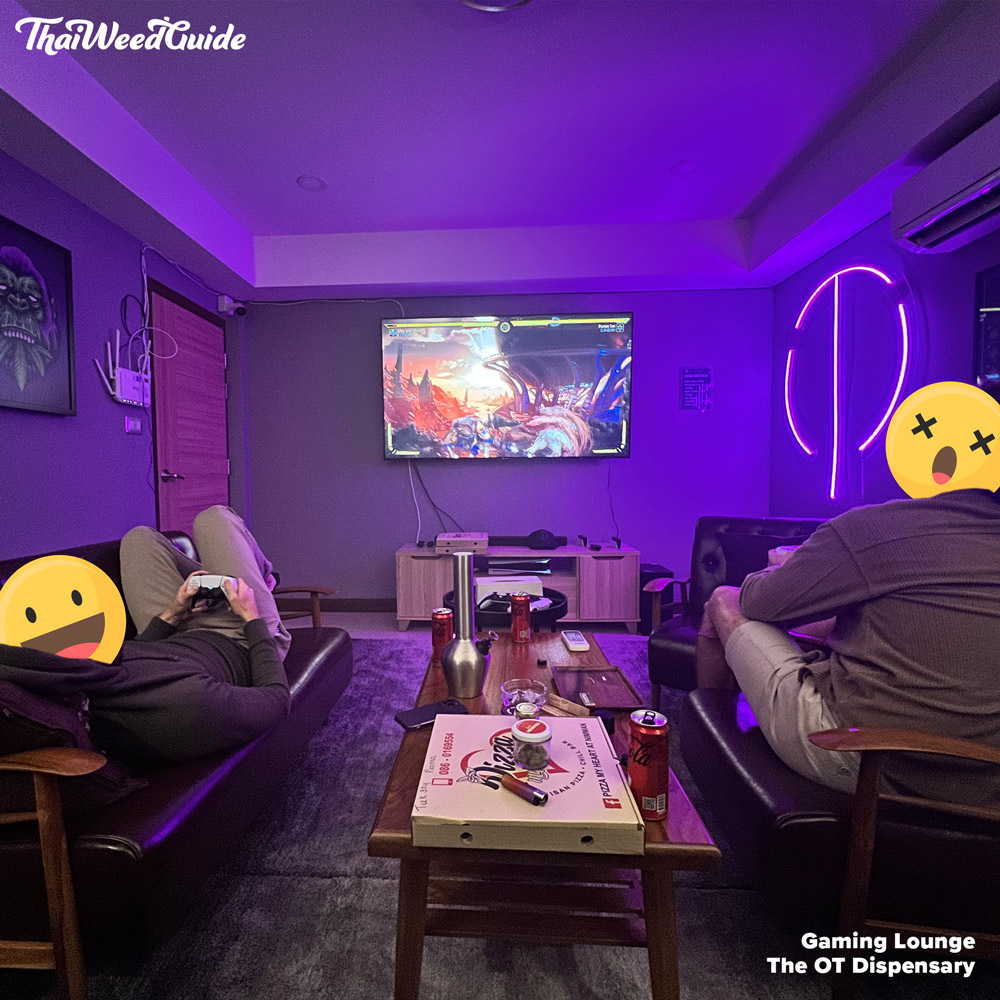 Gaming lounge at a cannabis dispensary in Thailand